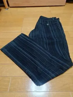JUNMEN ストライプ柄 ブラックパンツ Sのサムネイル