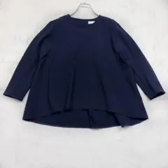 Ballsey トゥモローランド フロントドレープ 長袖ブラウス 紺　36のサムネイル