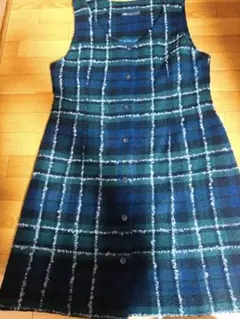 YORKLAND チェック柄ノースリーブワンピース ジャンパースカート