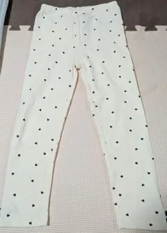 プティマイン　アイボリー ハート柄 レギンス リボン付き