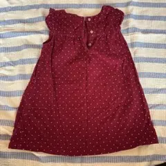H&M バーガンディ ドット柄 ワンピース 80 女の子