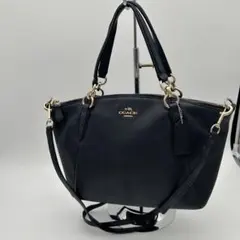 COACH　2way レザーショルダーバッグ トートバッグ 濃紺 36675