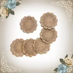 コースター 6枚　ハンドメイド ドイリー かぎ針編み 手編み かぎ針 毛糸 花