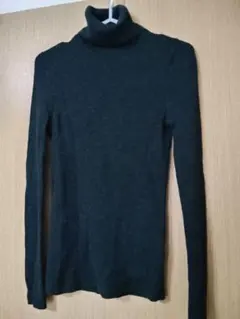 UNIQLO　ユニクロ　ウール　リブハイネックセーター　Мサイズ　ダークグリーン