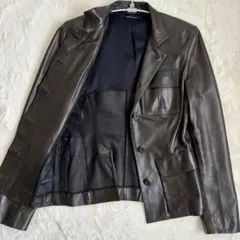 GUCCI グッチ イタリア製 レザージャケット シルク100 ブラック レディのサムネイル