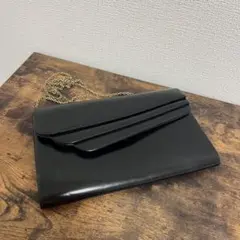 ブラックレザー クラッチバッグ