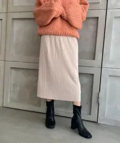 モーメントプラス　moment+ サテンプリーツタイトロングスカート　L