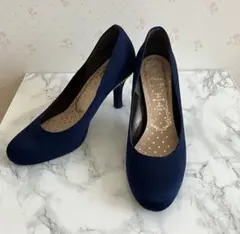【MetalRouge】ラインストーン付ヒールパンプス　23㎝　ネイビー