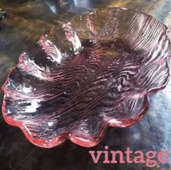 昭和レトロ＊フリル＊ピンク＊手作りガラス皿＊ガラストレー＊花器＊水盤