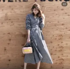 新品タグ付き　&.NOSTALGIA ギンガムチェック ワンピース ブラック