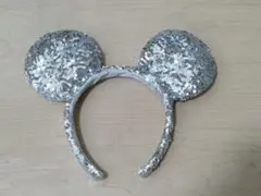 シルバー スパンコール ミッキーマウス カチューシャ