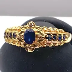 K18 サファイア ダイヤモンド 0.04ct ゴールドリング 13号　18金