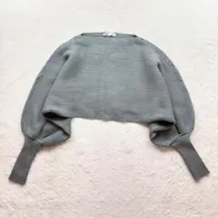 ☆【ザラ】M カーキ ワイドスリーブニットセーター ショート丈 秋冬