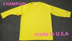Champion T1011 アメリカ製 七分袖Tシャツ Mサイズ イエロー