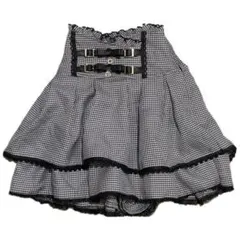 LIZLISA 2連リボンベルトスカパン スカート 千鳥柄 グレー