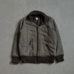 WOOLRICH ウールジャケット 中綿ブルゾン リブニット ブラウン アメカジ