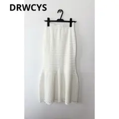 DRWCYS ホワイト ニット レース ロングスカート