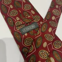 COACH コーチ ネクタイ レッド 総柄 和柄 レトロ柄のサムネイル