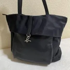アニエスベー　ハンドバッグ　レザー　ナイロン　ブラック