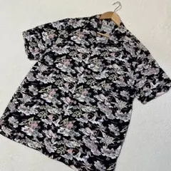 美品】バーバリー ブラックレーベル バタフライ＆リーフ 総柄 アロハ