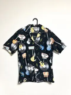 【美品古着】ハワイ製　Pacific Legend 楽器柄アロハシャツ　Mサイズ