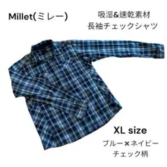 Millet ミレー 長袖チェックシャツ ブルー×ネイビー XL アウトドアのサムネイル