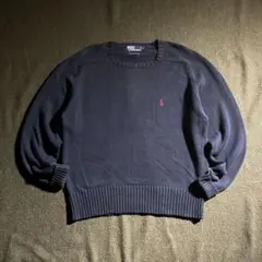90s Polo by Ralph Lauren コットンニット　L ネイビー