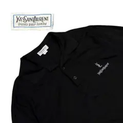 Yves Saint Laurent ブラック ワンポイントロゴ ポロシャツ