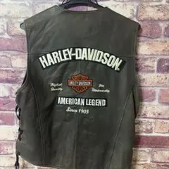 Harley-Davidson レザーベスト 本革 刺繍ロゴのサムネイル