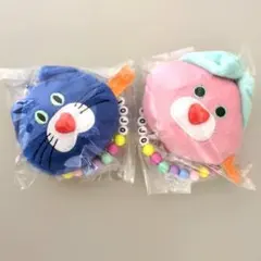 mojojojo　ビーズチェーン付きフェイスマスコット　青　ピンク　2個セット