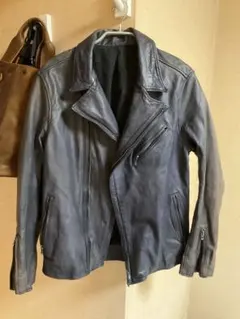レザー ライダース　シャラック　ネイビー