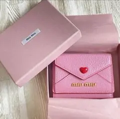 miumiu マドラスラブレター マドラス ラブ ミニ財布 レザーピンク