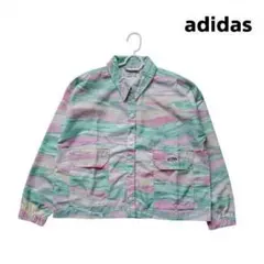 美品 アディダス マルチカラージャケット ピンク 緑 黄色 白