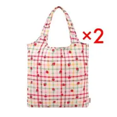 キャスキッドソン  エコバッグ ストロベリー ギンガムチェック いちご