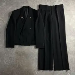 LOST特注【リメイク】短丈テーラードジャケット ダブルスーツ ブラック 春夏用