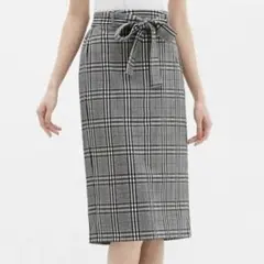 GU ジーユー｜ウエストリボンチェックナローミディスカート
