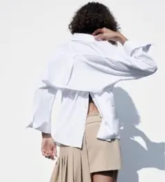 ❁ 新品未使用タグ付き　ZARA ザラ　オープンバックポプリンシャツ　白XS