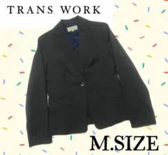 z6【TRANS WORK】 初秋物テーラードジャケット ブラック Mサイズのサムネイル