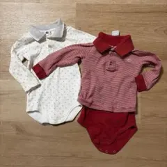 プチバトー　12m/74センチ　長袖ロンパース　2枚セット