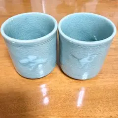 高麗青磁 雲鶴文（うんかくもん）湯呑 夫婦湯のみ - メルカリ