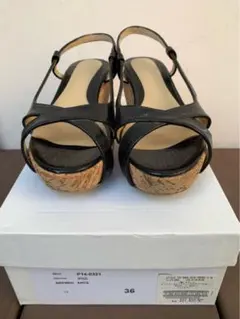 【ペリーコ サニー】船底コルクサンダル ウエッジソール 厚底サンダル ブラック