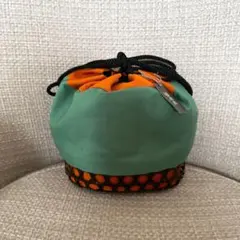 【未使用品】和装用バッグ グリーン　オレンジ かごバッグ