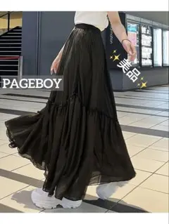 k0752 ✨️美品✨️ PAGEBOY イレヘムティアードスカート ブラック