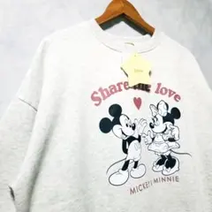 新品　ディズニー　Mickey Mouse　トレーナー　裏起毛　みっきー　グレー