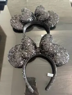 【新品】ディズニー カチューシャ 黒 スパンコール 2個セット