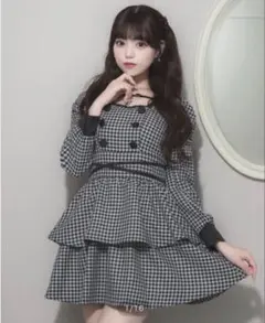 evelyn ハート透かしビジューtp リボンキャミギャザーop 上下セット