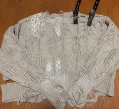 グレー ケーブル編み ニット セーター Y2k グランジ