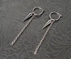 【2個セット】 BTS テテ着用タイプ スパイク チェーン シルバー ピアス