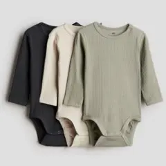 新品未使用タグ付き　H&M オーガニックコットンロンパース 3枚セット　75cm