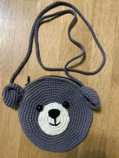 クマの顔ポシェット グレー